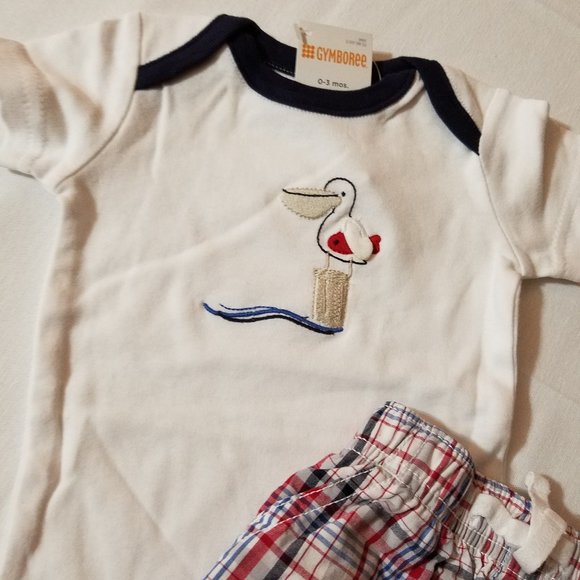 Gymboree Pelican Catch 0-3 Month Outlet Bodysuit NWT. VG Used Shorts. - Picture 3 of 4